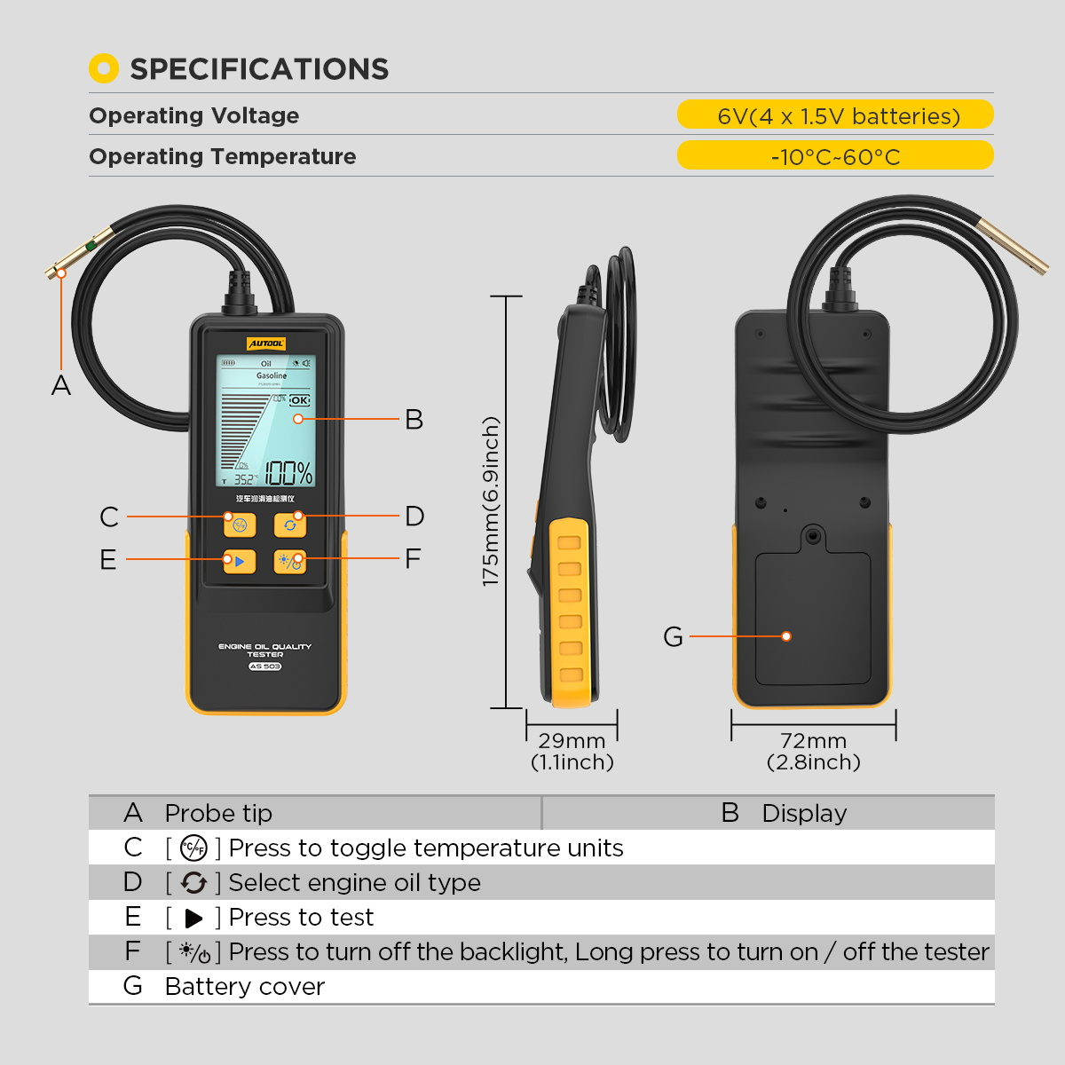 AS503 AUTOOL Engine Oil Quality Tester Kit For Petrol & Diesel Engine - Image 11