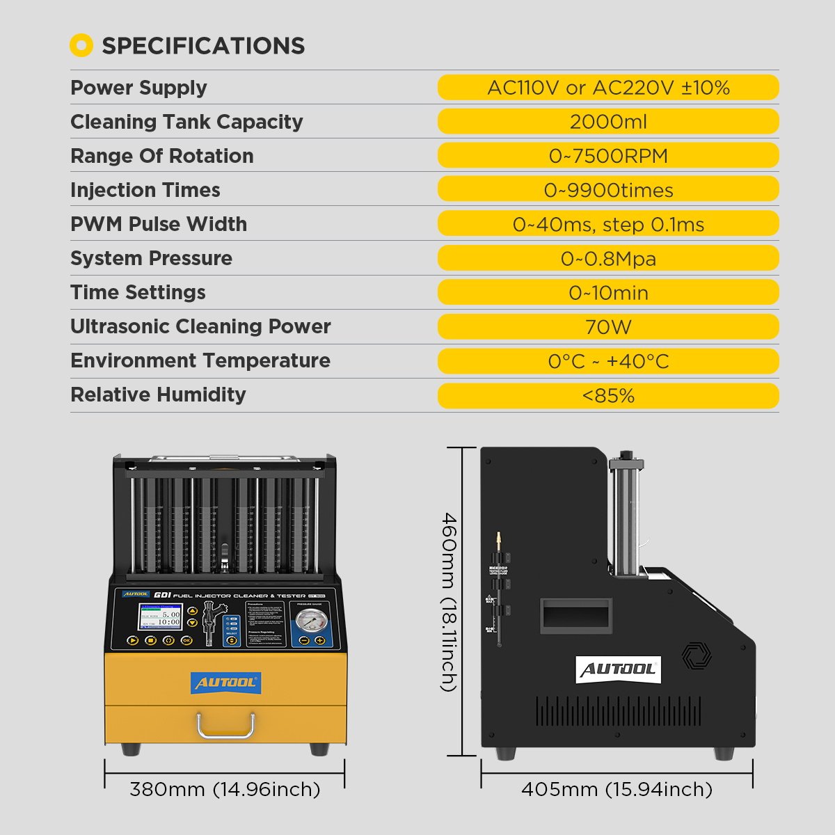 CT500 AUTOOL 6 Cylinder GDI Petrol Injector Testing and Cleaning Machine - Image 14