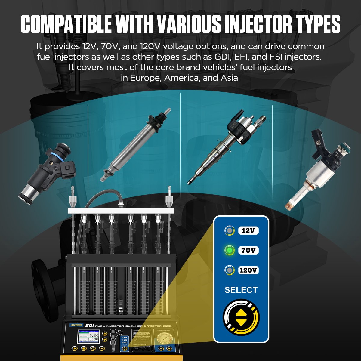 CT500 AUTOOL 6 Cylinder GDI Petrol Injector Testing and Cleaning Machine - Image 5